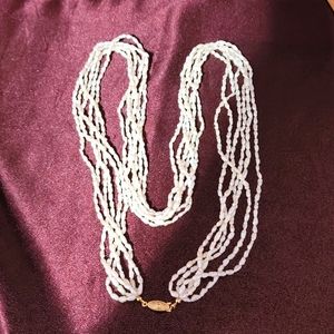 Rice pearl multi strand necklace.  30", Vintage. M a